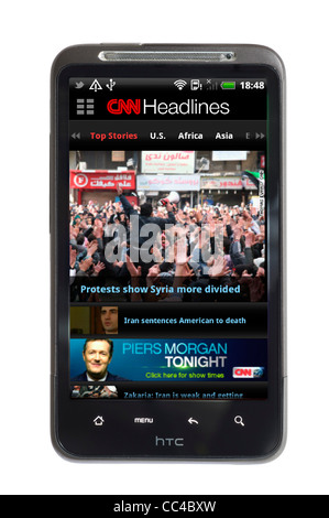 CNN-News-app auf einem HTC-smartphone Stockfoto