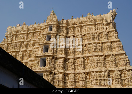 Schönheit des alten Design & Skulptur zum hinduistischen Glauben in Sri Padmanabhaswamy Tempel markiert. (Reichste Tempel in der Welt) Stockfoto