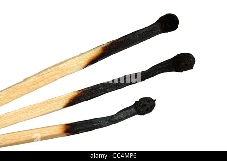 Match-Sticks, isoliert auf weißem Hintergrund Stockfoto