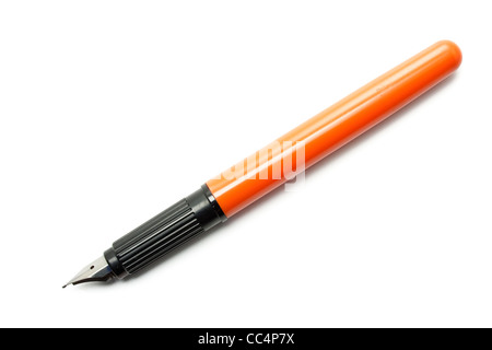 Füllhalter schwarz und Orange isoliert auf weißem Hintergrund Stockfoto