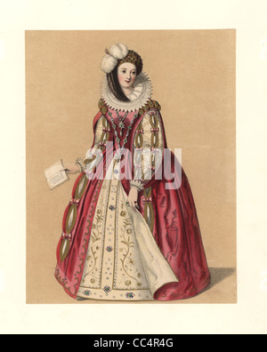 Kleid der Herrschaft von Königin Elizabeth I., 1558 bis 1603. Stockfoto