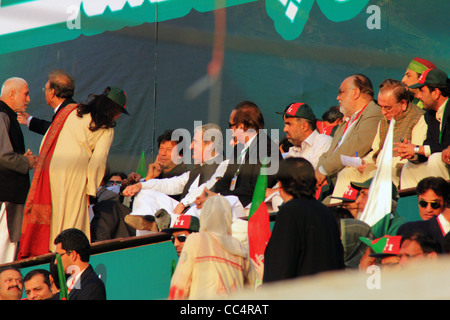 Pakistan Tehreek-E-Insaf Leader Imran Khan bei einer Kundgebung statt in Karachi, Pakistan Stockfoto