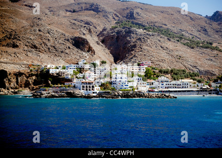 Kleines Dorf mit traditionellen weißen Häuser in Süd-Kreta Insel in Griechenland. Stockfoto