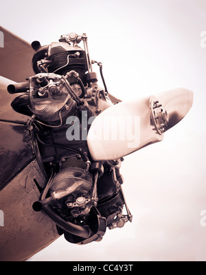 Motor und Propeller Vintage Flugzeug Stockfoto