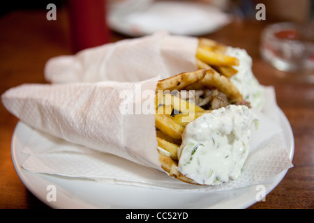Griechische Pitta auch bekannt als Souvlaki. Stockfoto