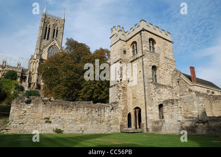 Die mittelalterlichen Bischöfe Palast, Lincoln, England. Stockfoto