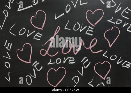 Tafel-Zeichnung - Gruppe der Liebe Worte Stockfoto