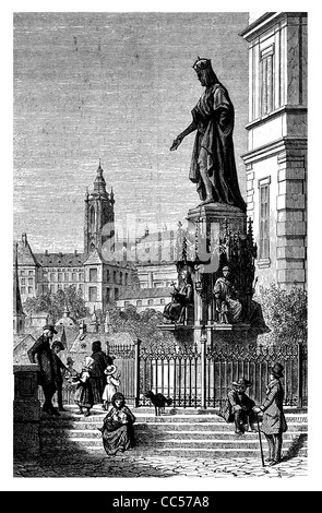 Statue von Charles IV Prague König von Böhmen Haus von Luxemburg römisch-deutscher Kaiser Denkmal Palast Karlsbrücke Stockfoto