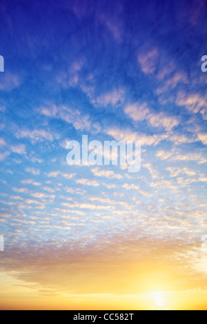 Blick auf eine spektakuläre Himmel bei Sonnenuntergang. Vertikale erschossen. Stockfoto