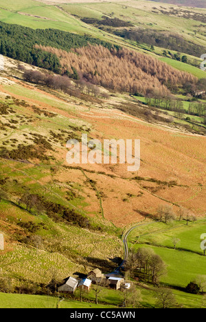 Ein Blick über das Tal der Hoffnung von der Spitze des Mam Tor in der Peak District National Park, Derbyshire, England, UK Stockfoto