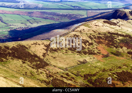 Die großen Ridge angesehen von der Spitze des Mam Tor in der Peak District National Park, Derbyshire, England, UK Stockfoto