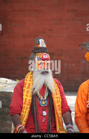 Porträt des bunten Sadhu heiligen Mannes, Kathmandu, Nepal Stockfoto