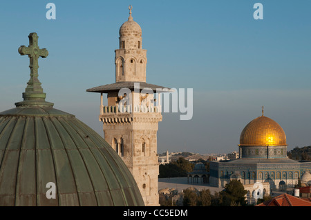 Ecce Homo Minarett und Haube des Felsens, Jerusalem, Israel Stockfoto