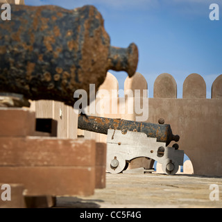 Bild von Fort und omanischen Flagge in der Nähe von Ras al Hadd, südlichen Oman Stockfoto