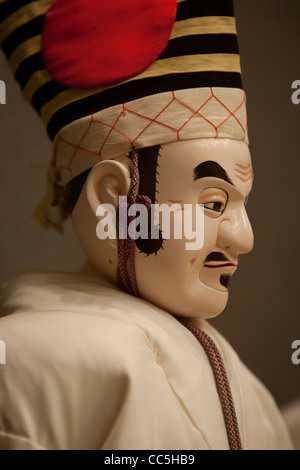 Bunraku Marionette Leistung und Puppen im Awaji Ningyoza Theater, in der Nähe von Fukura, Awaji Insel, in das Binnenmeer, Japan Stockfoto