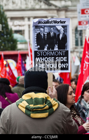 Demonstrant während Streiks Belfast 30. November 2011. Beschäftigten des öffentlichen Dienstes protestieren am Aktionstag Stockfoto