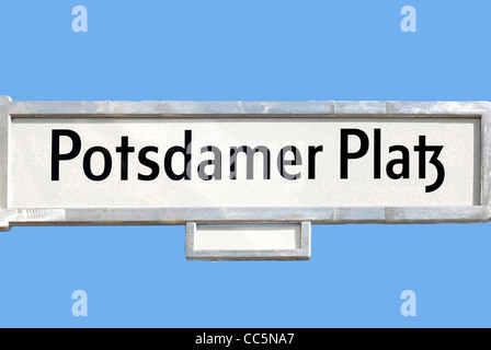 Straßenschild am Potsdamer Platz in Berlin. Stockfoto