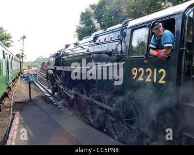 Dampf-Lokführer Blick aus Fenster, Bridgnorth, Shropshire, UK Stockfoto