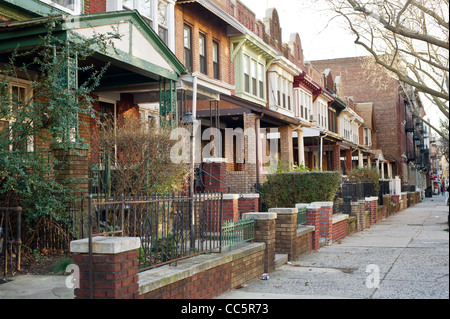 Häuser an der Union Street im Stadtteil Crown Heights, Brooklyn in New York Stockfoto