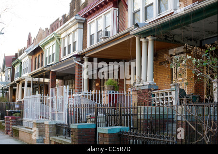 Häuser an der Union Street im Stadtteil Crown Heights, Brooklyn in New York Stockfoto