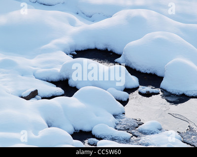 Nahaufnahme des Schneefeldes, Shuangfeng Wald, Hailin, Mudanjiang, Heilongjiang, China Stockfoto