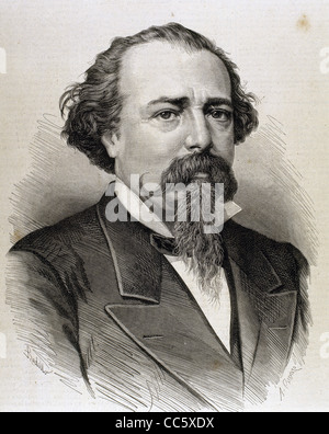 Lopez de Ayala, Adelardo (1828-1879). Dichter, Dramatiker und spanische Politiker. Kupferstich aus dem Jahr 1879. Stockfoto