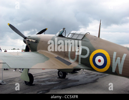Die Hawker Hurricane Mk1, RAF Series R4118, ist ein erhaltenes Kampfflugzeug aus dem Zweiten Weltkrieg. Er diente während der Schlacht um Großbritannien und ist einer der wenigen überlebenden Hurrikane aus dem Krieg. Stockfoto