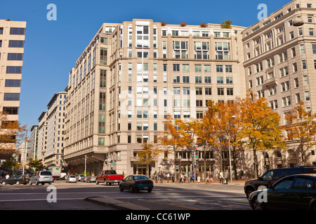 WASHINGTON, DC USA - Ansicht des 15. Street NW an der Pennsylvania Avenue. Hotel Washington befindet sich in Mitte. Stockfoto