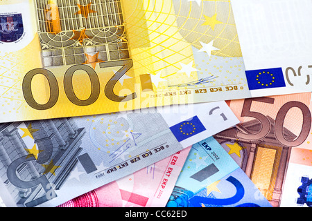 Hintergrund erstellt von Euro-Banknoten Stockfoto