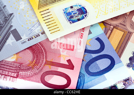 Hintergrund erstellt von Euro-Banknoten Stockfoto