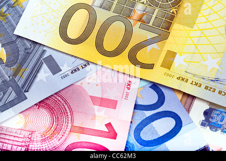 Hintergrund erstellt von Euro-Banknoten Stockfoto