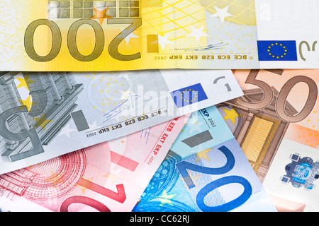 Hintergrund erstellt von Euro-Banknoten Stockfoto