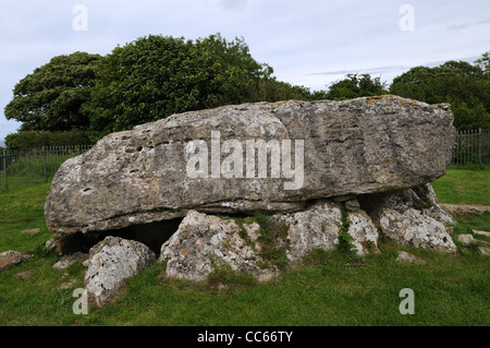 DIN Lligwy Cromlech Grabkammer Moelfre Anglesey Wales Cymru UK GB Stockfoto