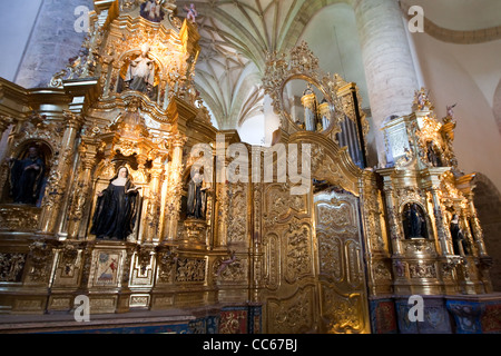 Der Retrochor in der Benediktskirche, Monasterio de Yuso, Kloster Yuso, San Millan de Cogolla, La Rioja Alta, Spanien Stockfoto