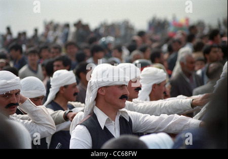 Gedenken und Nachstellung der Befreiung von Urfa von den europäischen Mächten unter Mustafa Kamal Atatürk. Kurden feiern. Stockfoto