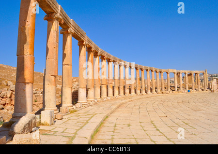 Ovale Plaza in Jerash, Jordanien Stockfoto