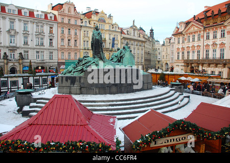 Jan Hus-Denkmal am Altstädter Ring, Prag, Tschechische Republik Stockfoto