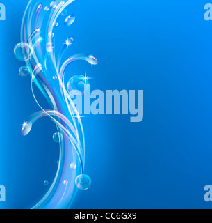 Zusammenfassung Hintergrund mit vertikal fließende Wasser und Luftblasen und Spritzer Stockfoto