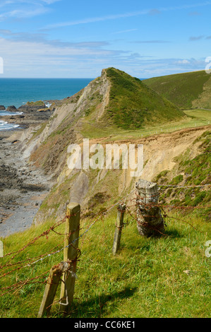 St. Catherine's Tor an der Spekes Mill Mouth in der Nähe von Hartland Quay an der North Devon Heritage Coast. Devon, England. Stockfoto