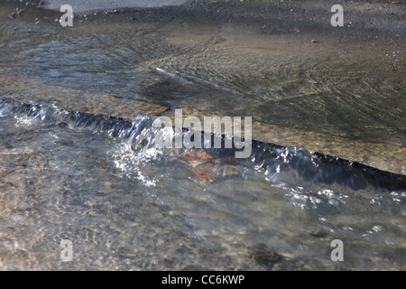 Wasserrohrbruch in Straße in London Stockfoto