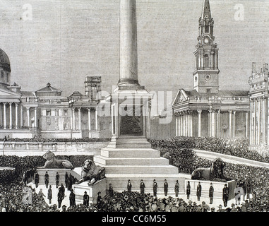 Treffen der Arbeitnehmer arbeitslos auf dem Trafalgar Square. London. Vereinigtes Königreich. Stockfoto