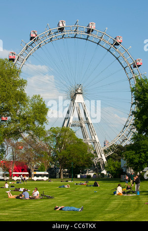 Österreich, Wien II, Prater, Vergnügungspark Wurstelprater, Riesenrad, Wahrzeichen Wiens Stockfoto