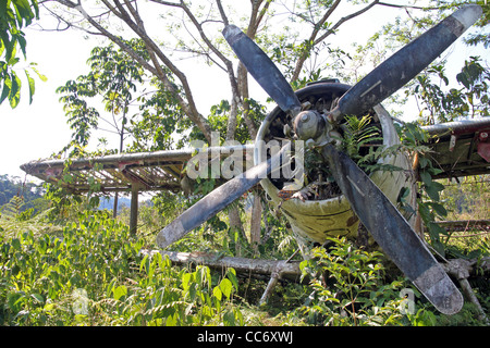 Offset Vorderansicht des abgestürzten russisches Flugzeug im peruanischen Amazonasgebiet Stockfoto