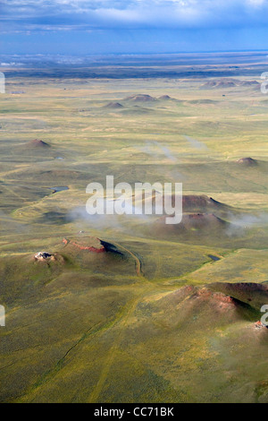 Luftaufnahme der Hochebenen Wüste in der Nähe von Gillette, Wyoming, USA. Stockfoto