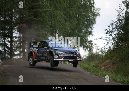 Matti Rantanen, spektakulären Sprung bei Rallye Finnland 2009 Stockfoto