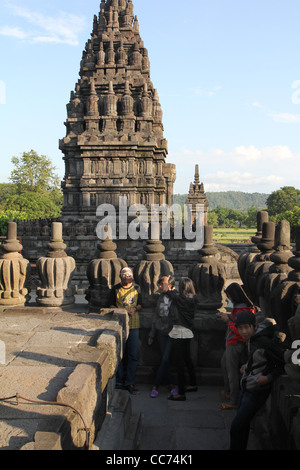 Statue, Nahaufnahme von Prambanan Hindu Tempel Yogyakarta Java Indonesien Stockfoto