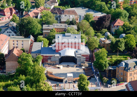 Blick von der Jentower Wolkenkratzer am Theaterhaus Theater, Jena, Thüringen, Deutschland, Europa Stockfoto