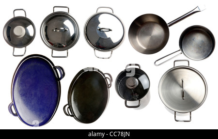 Zusammenstellung von verschiedenen Küchenutensilien, Küchenutensilien. Stockfoto