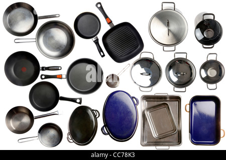 Zusammenstellung von verschiedenen Küchenutensilien, Küchenutensilien. Stockfoto