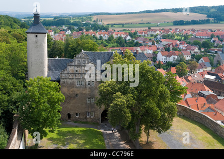 Innenhof der Burg Ranis, Ranis, Thüringen, Deutschland, Europa Stockfoto